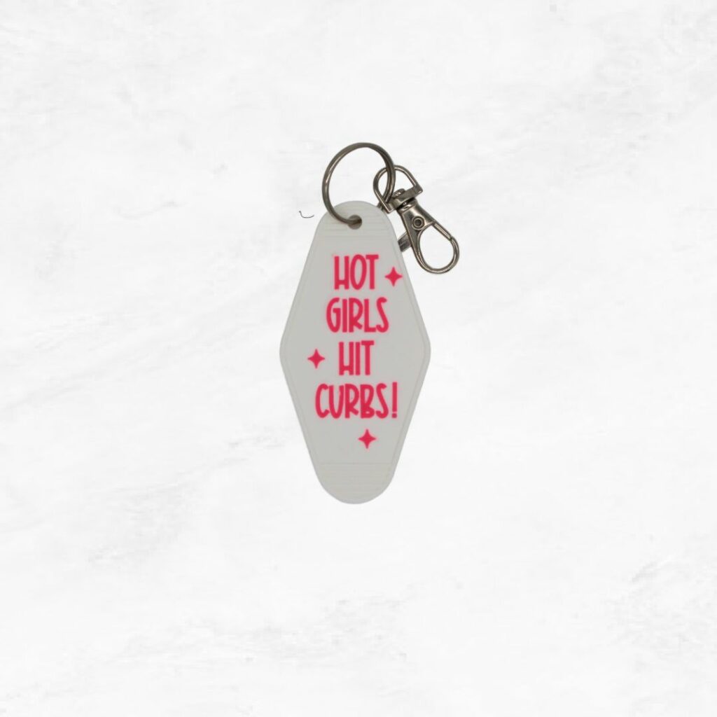 Hot Girls Hit Curbs! Keyring