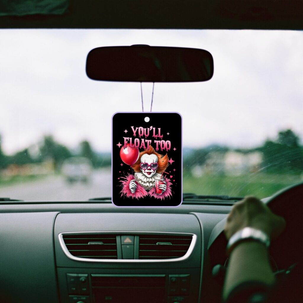 You’ll Float Too Car Air Freshener – Creepy Pennywise Horror Decor – IT Movie Gift
