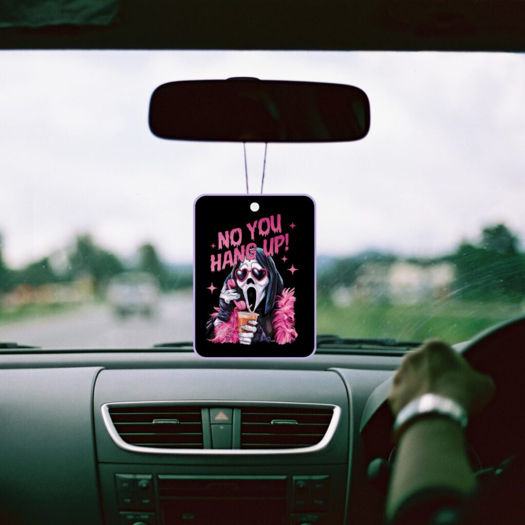 No You Hang Up! Ghostface Car Air Freshener - Horror Movie Fan Gift, Sassy Car Decor, Reusable Scented Hanging Air Freshener