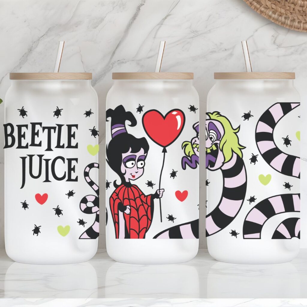 Beetlejuice Inspired Iced Coffee Glass Cup