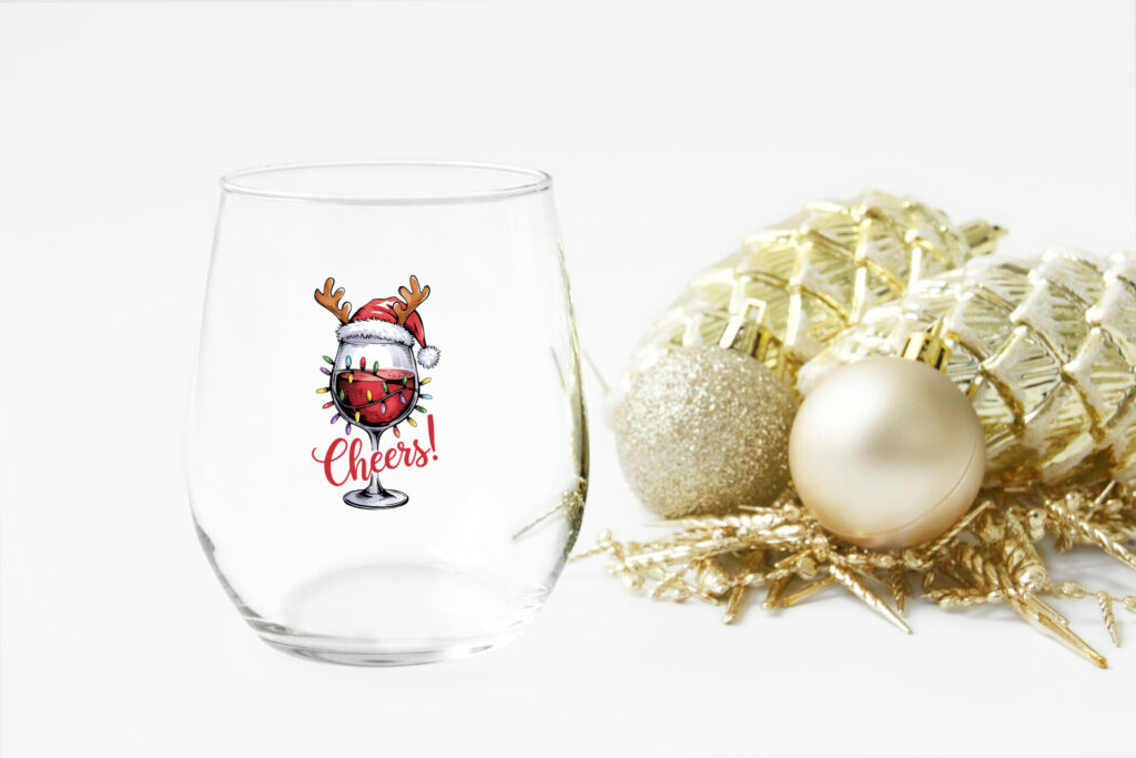 Cheers! Christmas Stemless Wine Glass