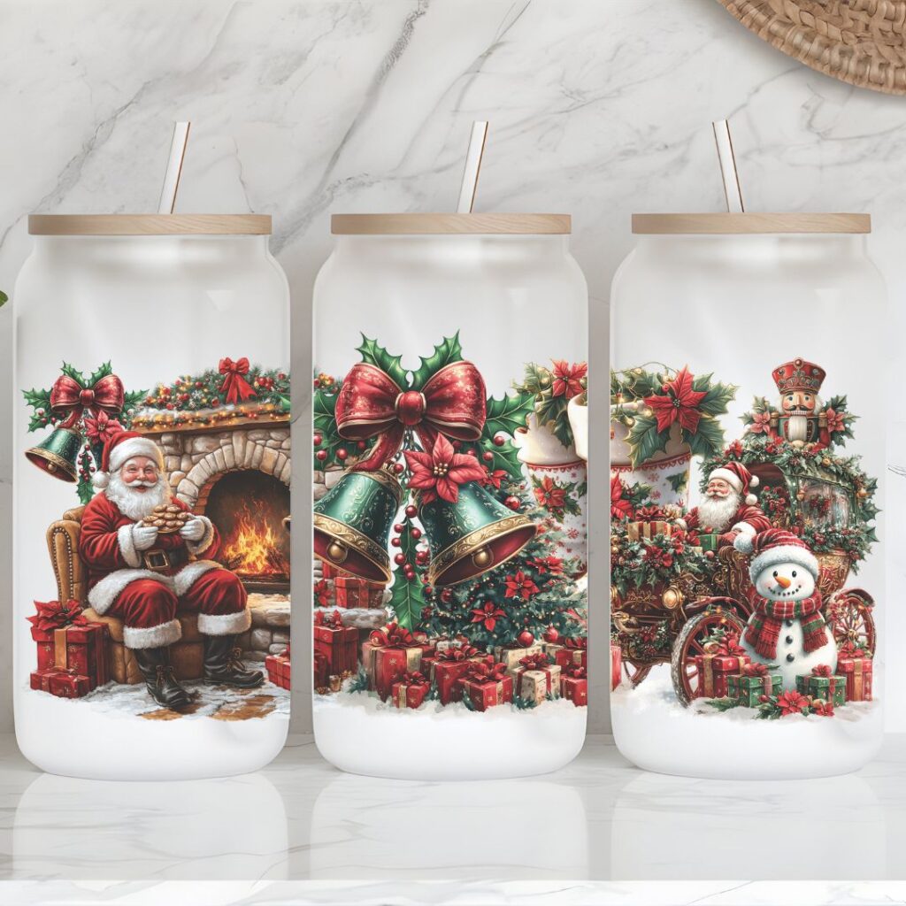 Fireside Festivities Frosted Iced Coffee Glass Cup