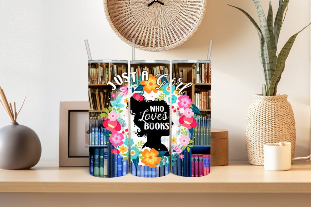 Just a Girl Who Loves Books Stainless Steel Tumbler – Insulated Book Lover Cup, Literary Gift with Lid & Straw