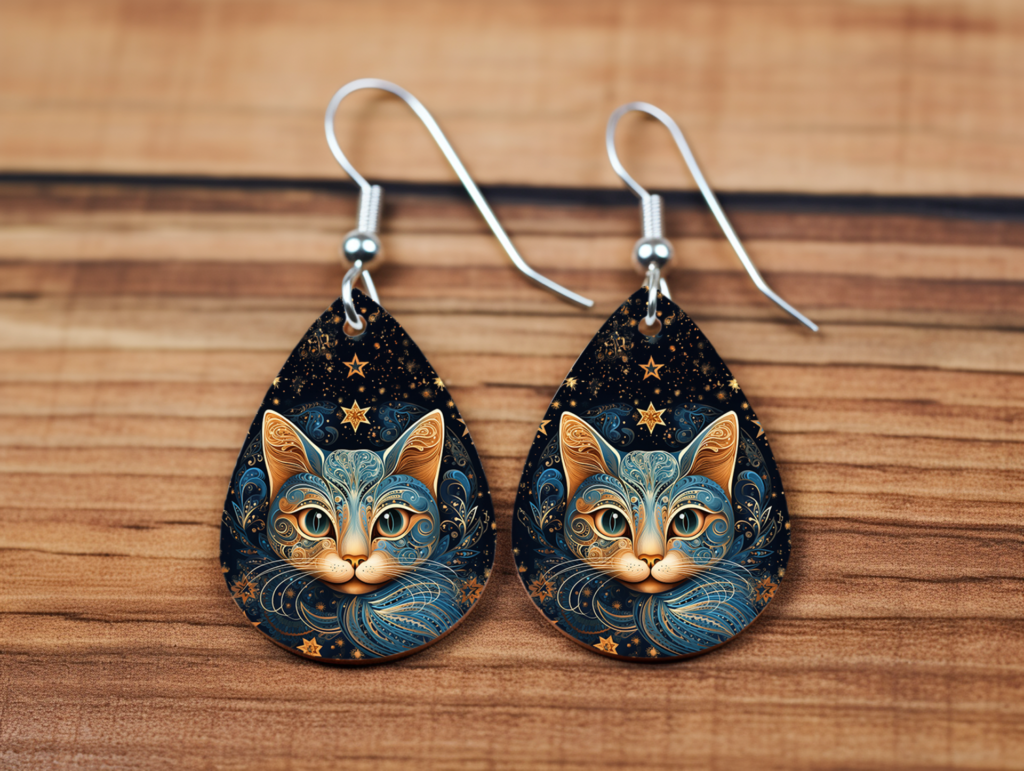 Celestial Whiskers Teardrop Statement Earrings