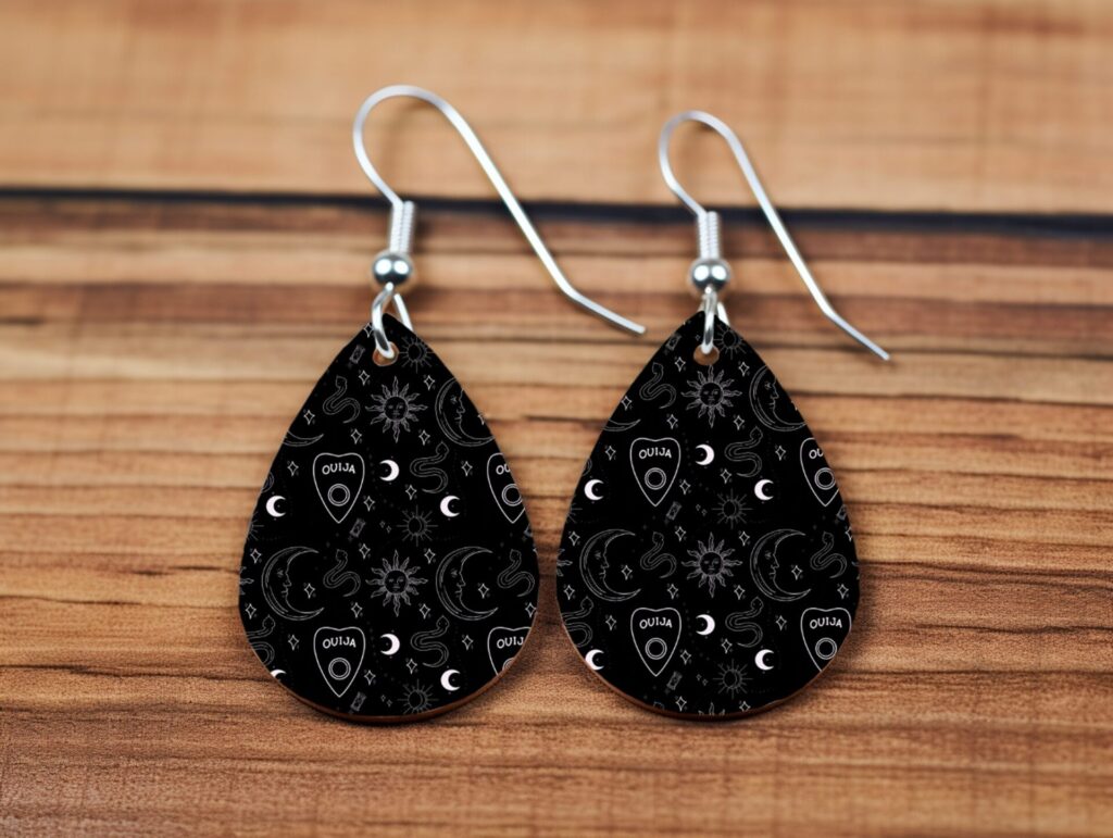 Mystic Seance Statement Earrings - Ouija Board Teardrop Dangles