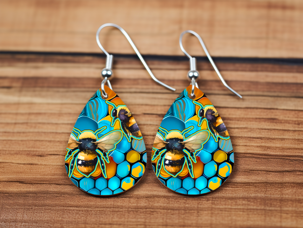 Honeycomb Buzz Teardrop Earrings