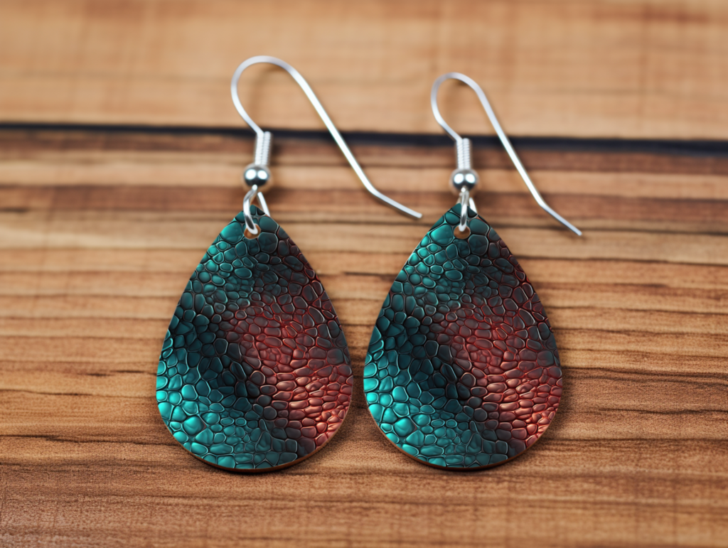 Inferno Scales Statement Earrings - Iridescent Teardrop Dangles