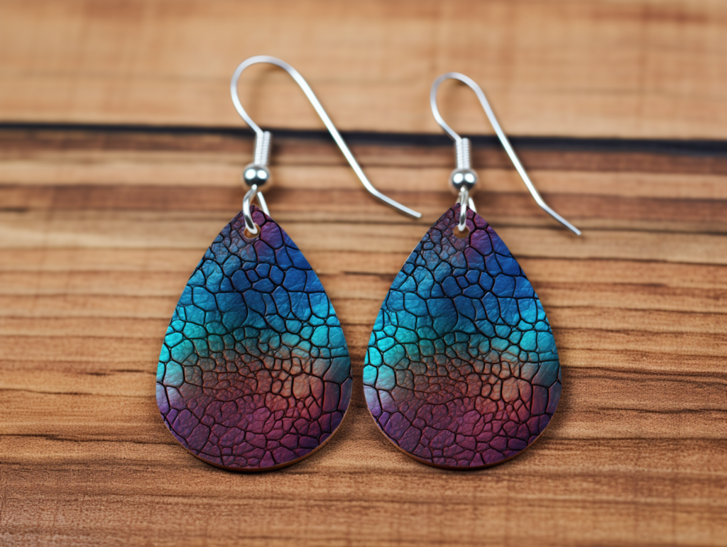 Mystic Mirage Statement Earrings - Iridescent Crackle Teardrop Dangles
