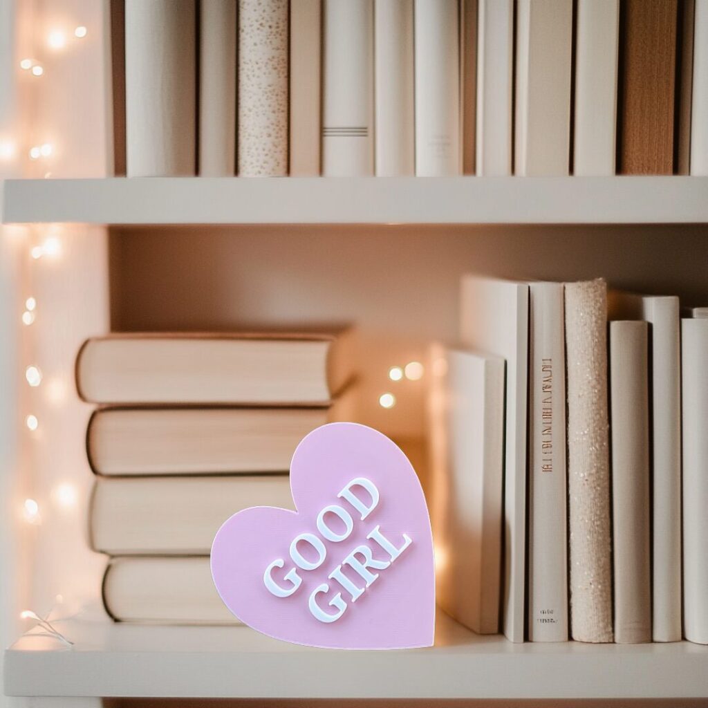 Good Girl Heart Sign - Spicy Bookish Shelf Decor, 3D Printed Dark Romance Sign, Smut Lover Gift, Custom Colours