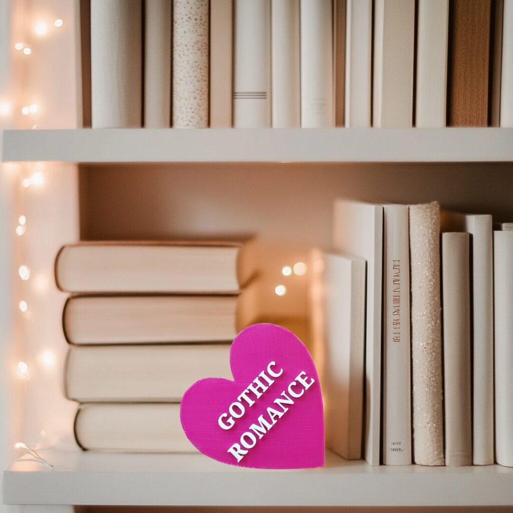 Gothic Romance Heart Sign - 3D Printed Dark Academia Decor, Spooky Bookish Shelf Sign, Moody Book Nook Aesthetic