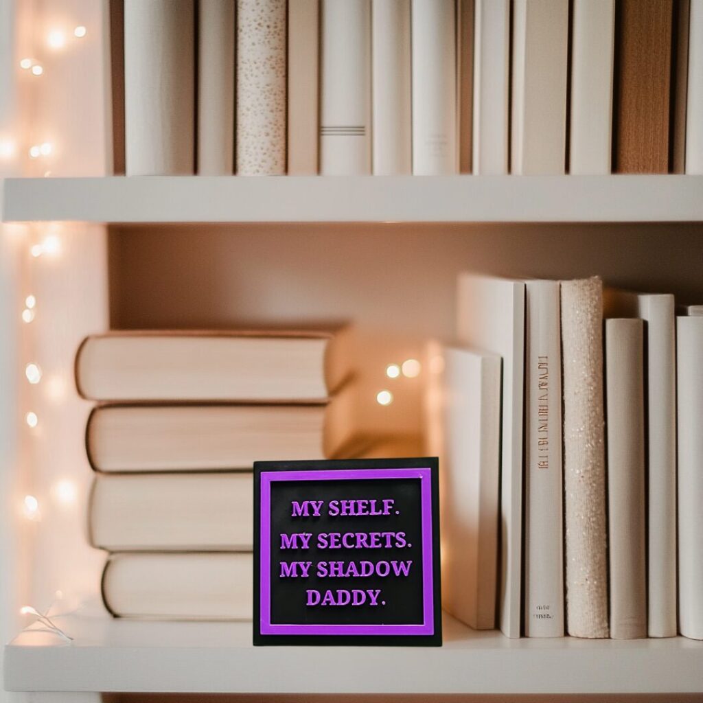My Shelf. My Secrets. My Shadow Daddy. - Fourth Wing Bookshelf Sign - Shadow Daddy Book Nook Decor - Xaden Riorson Fantasy Gift - Romantasy Smut Reader Decor - 3D Printed Shelf Sign