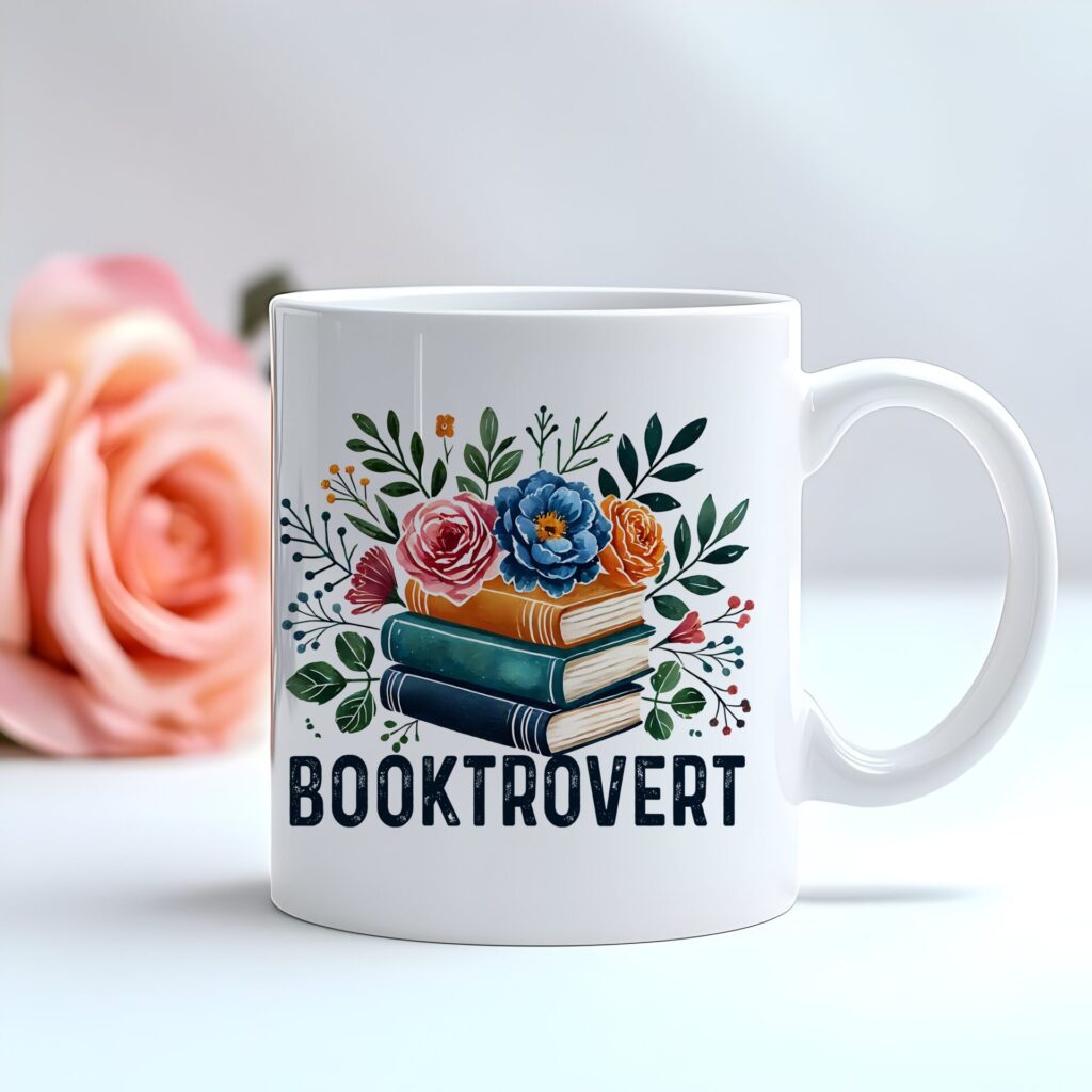 Booktrovert Coffee Mug - Introvert Book Lover Gift - Floral Bookish Mug - Cozy Reading Cup - Bookworm Aesthetic