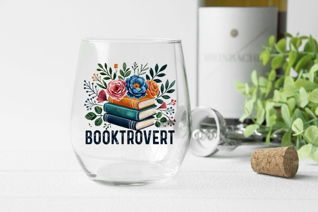 Booktrovert Stemless Wine Glass – Funny Book Lover Gift for Introverts