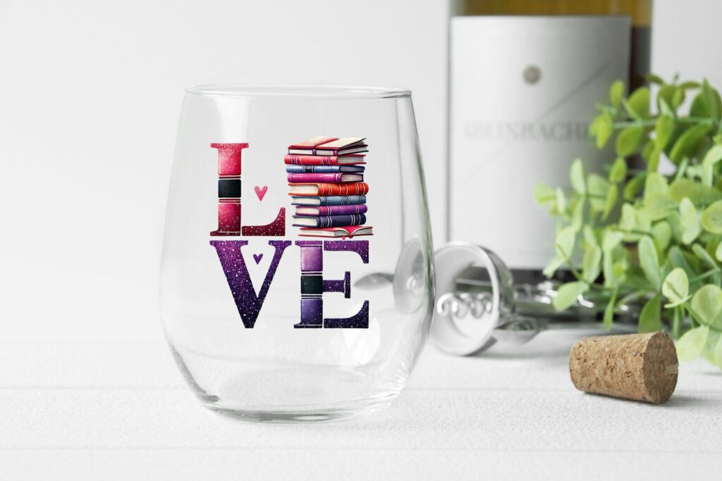 Love Books Wine Glass – 470ml Stemless Glass for Book Lovers & Wine Enthusiasts