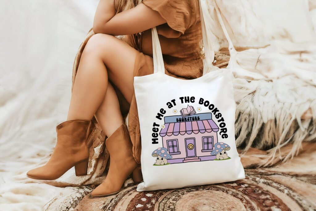 Meet Me at the Bookstore Tote Bag – Aesthetic Book Lover Gift, Cute Bookish Tote