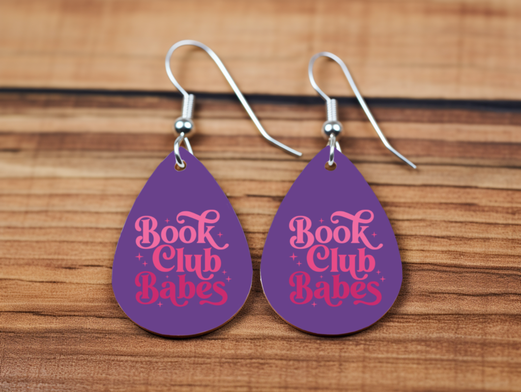 Book Club Babes Earrings - Fun Book Lover Gift - Purple Bookish Earrings - Lightweight Dangle Earrings - Book Club Accessory - Reader Gift