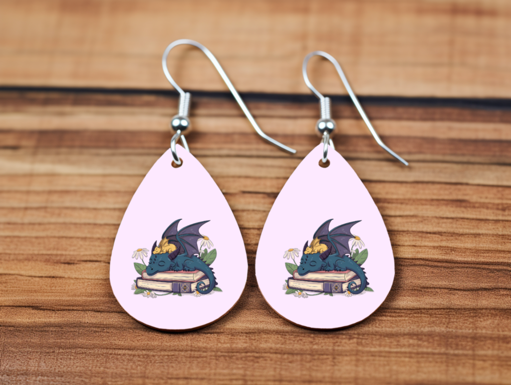 Book Dragon Earrings - Fourth Wing Inspired Jewelry - Fantasy Bookish Earrings - Lightweight Dangle Earrings - Dragon Lover Gift - Romantasy Accessory
