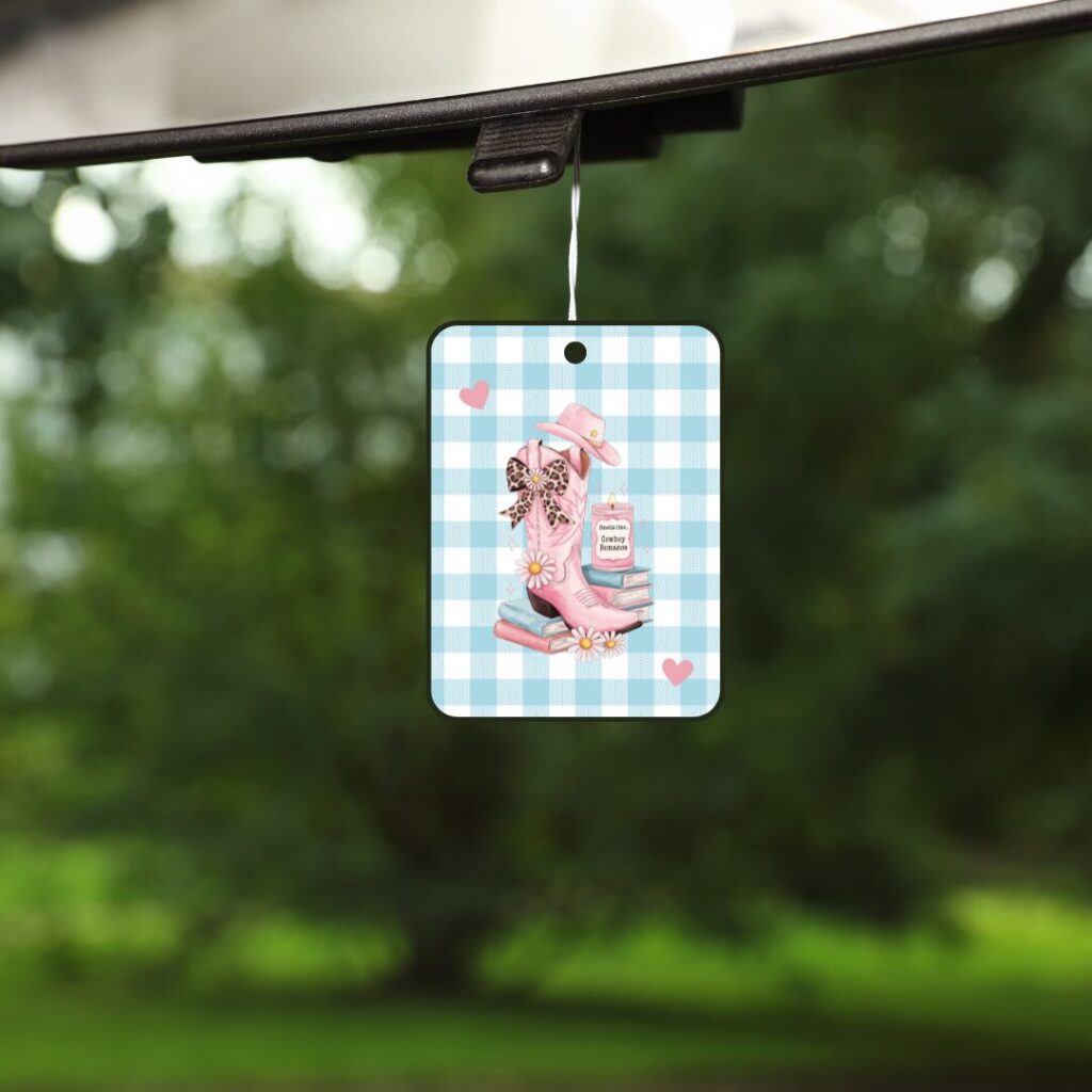 Cowboy Romance Car Air Freshener | Bookish Cowboy Lover Gift | Western Romance Decor | Cute Gingham Car Accessory | Booktok Book Girl Gift