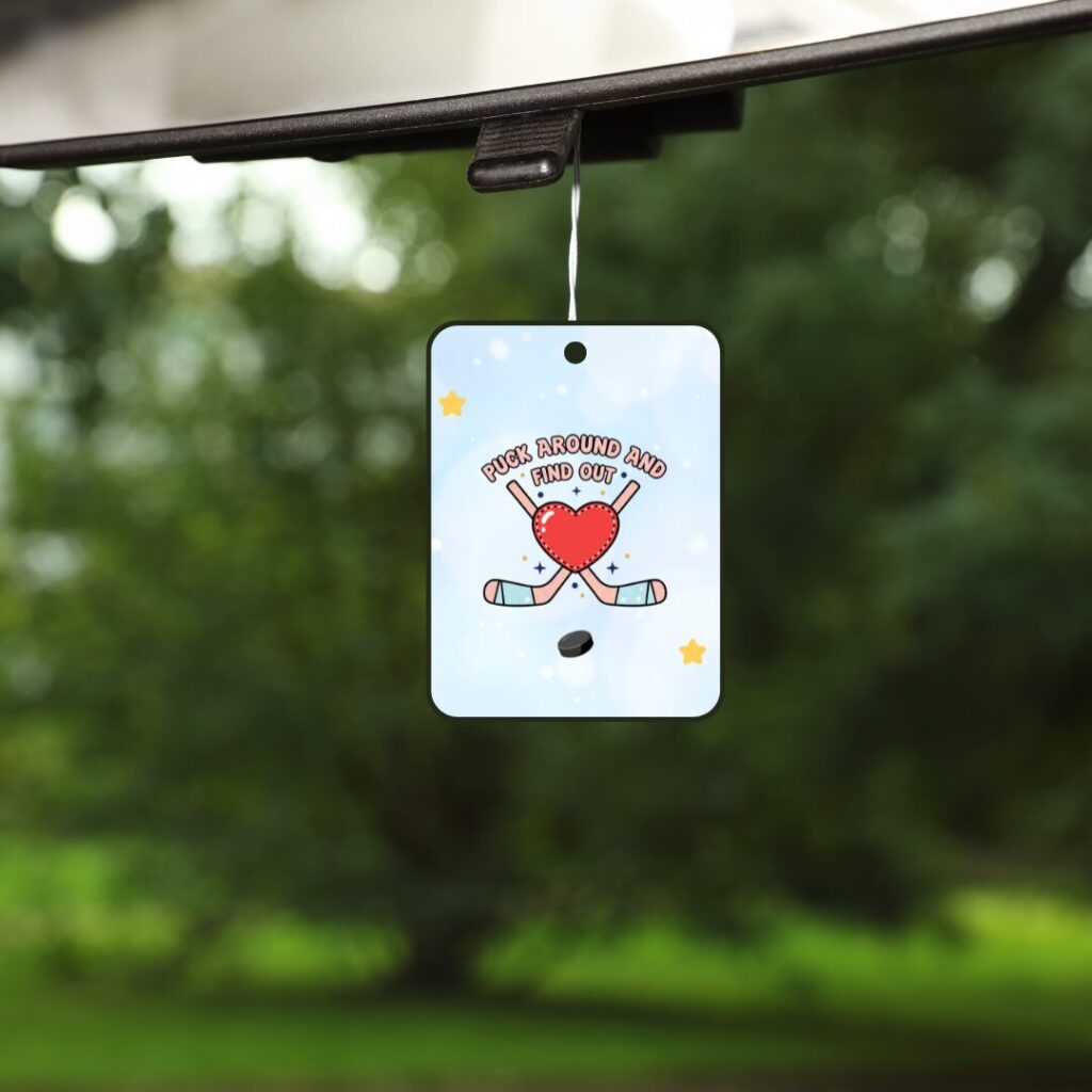 Puck Around and Find Out Car Air Freshener | Hockey Romance Gift | Bookish Car Decor | Cute Sporty Air Freshie | Booktok Romance Accessory