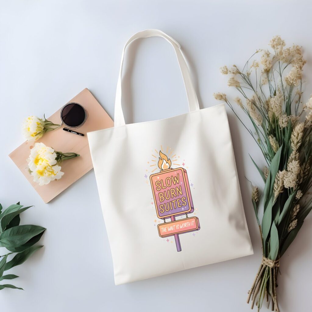 Slow Burn Tote Bag Bookish Romance Gift for Readers The Wait Is Worth It Canvas Shopping Tote