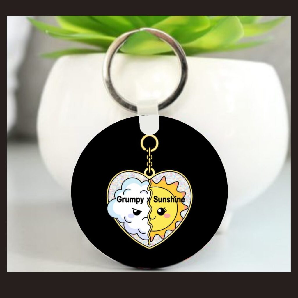 Grumpy x Sunshine Keyring Cute Bookish Keychain for Readers Who Love Opposites Attract Gifts