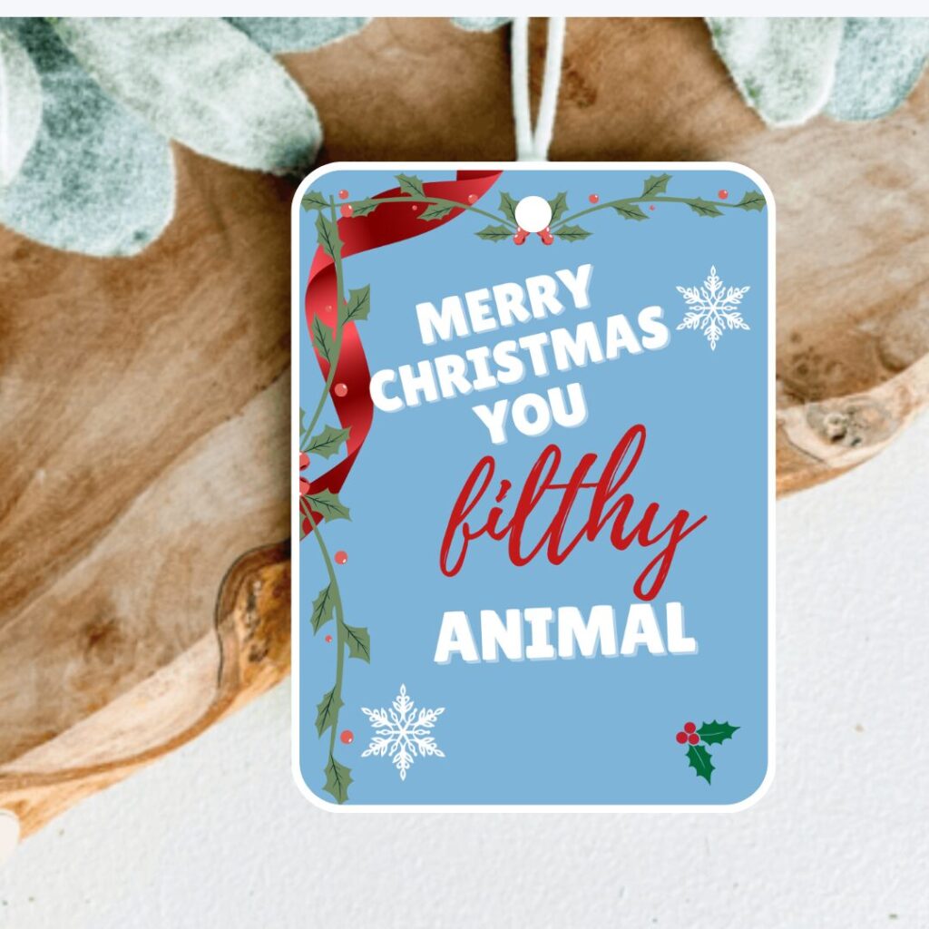 Merry Christmas You Filthy Animal Car Air Freshener - Christmas Bookish Gift - Funny Holiday Car Decor for Readers
