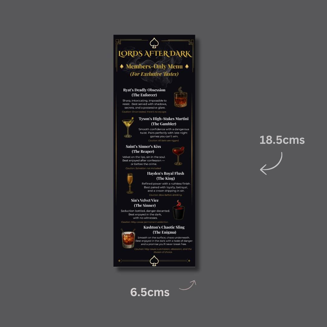 Lords After Dark Bookmark – Shantel Tessier Inspired – Dark Romance Bookmark – Spade Brothers – Stalker Romance Gift – Bookish Gift - Image 3
