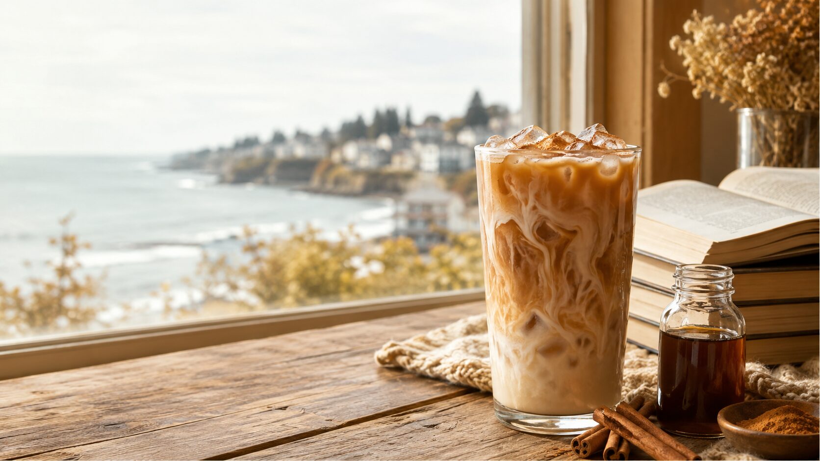 Iced Cinnamon Latte (Inspired by The Cinnamon Bun Book Store)
