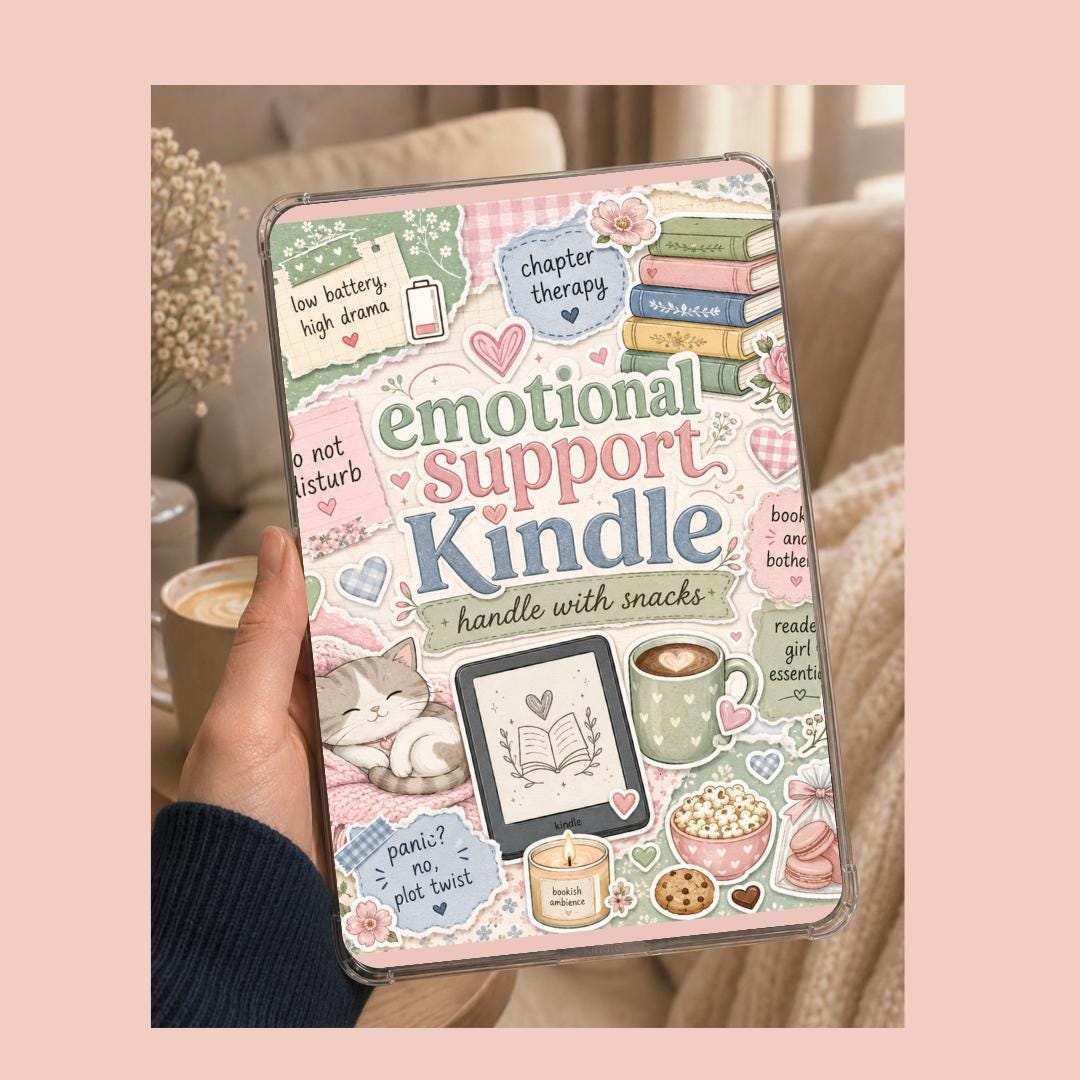 Emotional Support Kindle Insert - Cosy Reader Bookish Decor