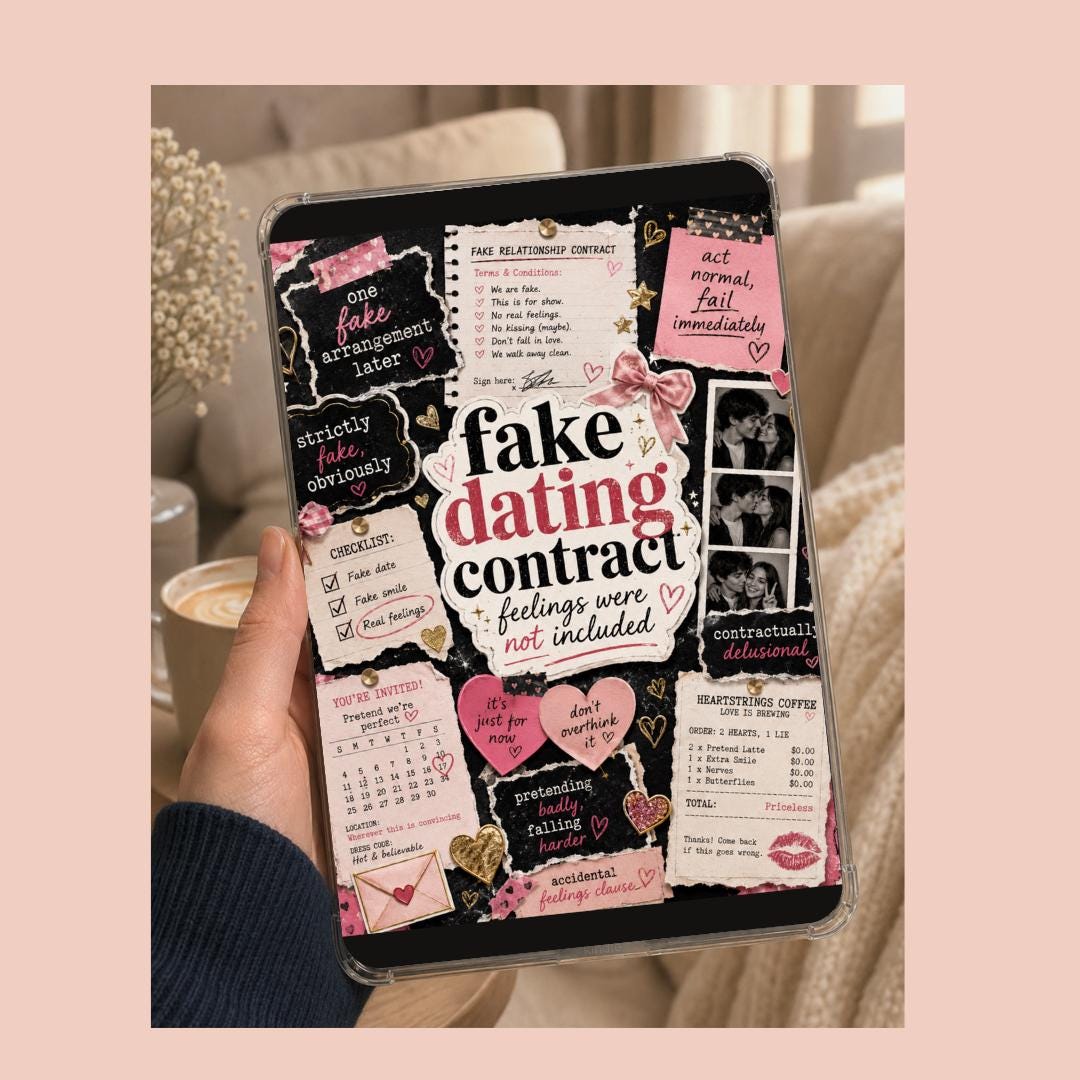 Fake Dating Contract Kindle Insert - Romance Reader Bookish Decor