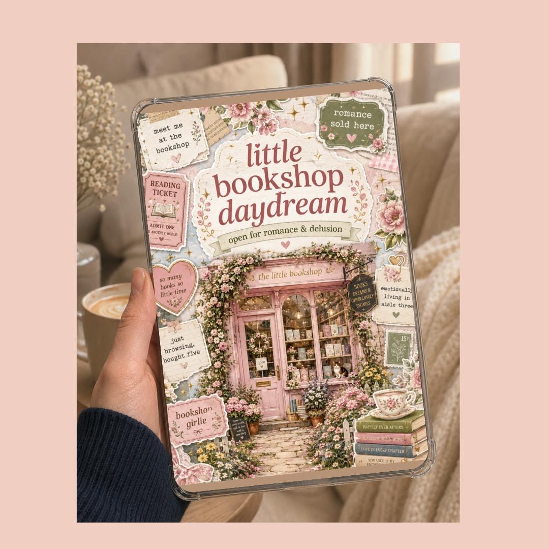 Little Bookshop Daydream Kindle Insert - Cosy Romance Reader Decor