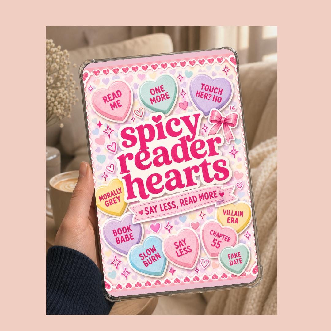 Spicy Reader Hearts Kindle Insert - Pink Romance Reader Bookish Decor
