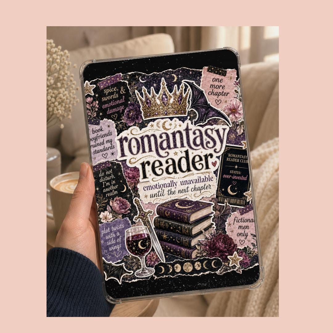 Romantasy Reader Kindle Insert - Fantasy Romance Bookish Decor