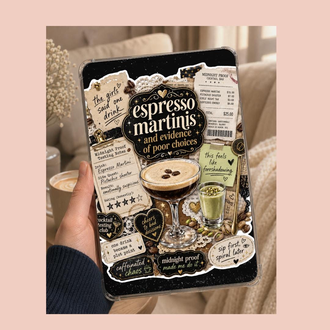 Espresso Martini Kindle Insert - Cocktail Romance Bookish Decor