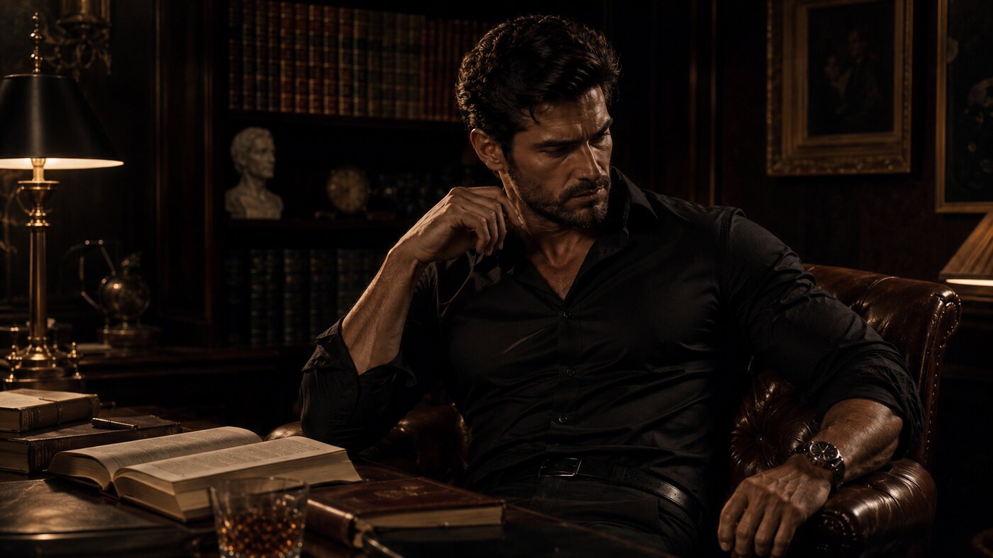 Derek King, my favourite of the four Sugar Life daddies, in his study