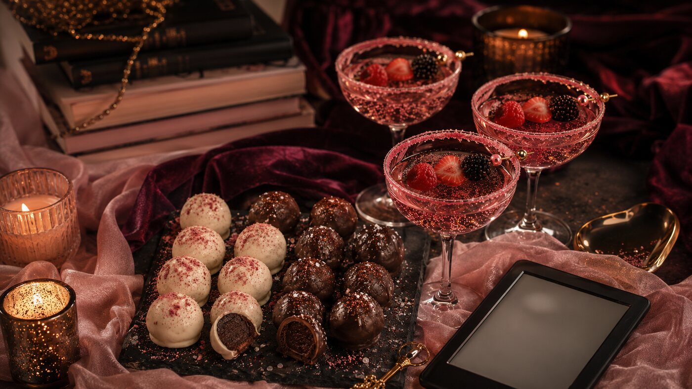 Sugar Life reading night pairing: Good Girl, Brat Baby truffles and a Baby Girl Sugar Fizz with an ereader