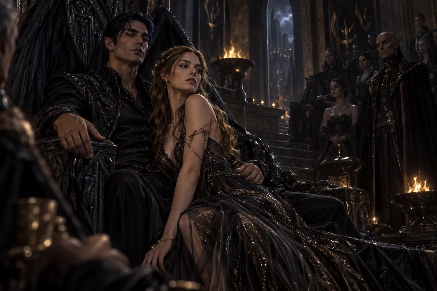 Rhysand and Feyre performing for the Court of Nightmares