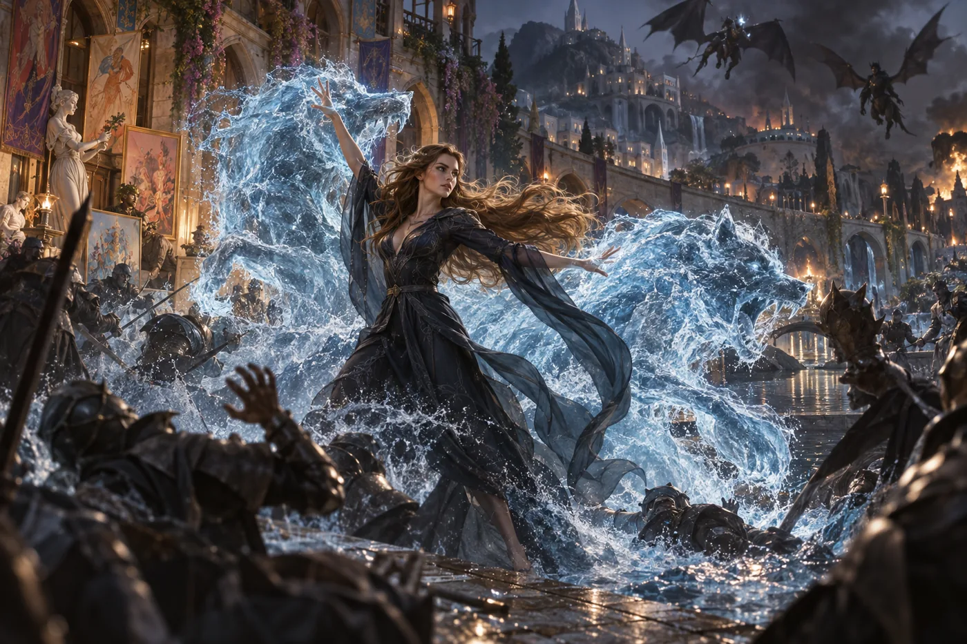 Feyre defending the Rainbow during Hybern's attack on Velaris