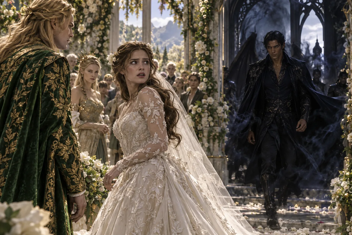 Rhysand arriving to interrupt Feyre and Tamlin's wedding