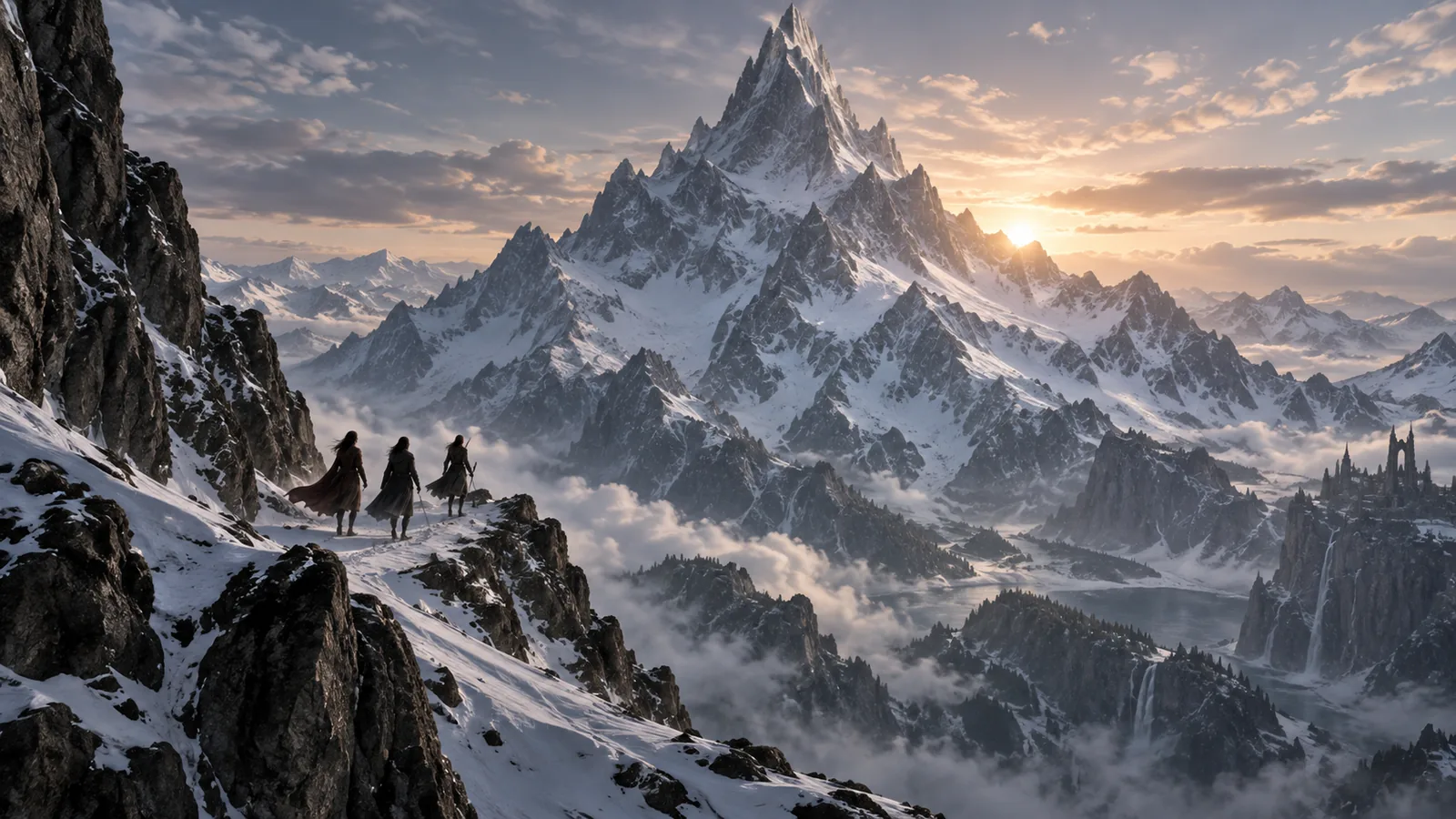 The snowbound peak of Ramiel at sunrise